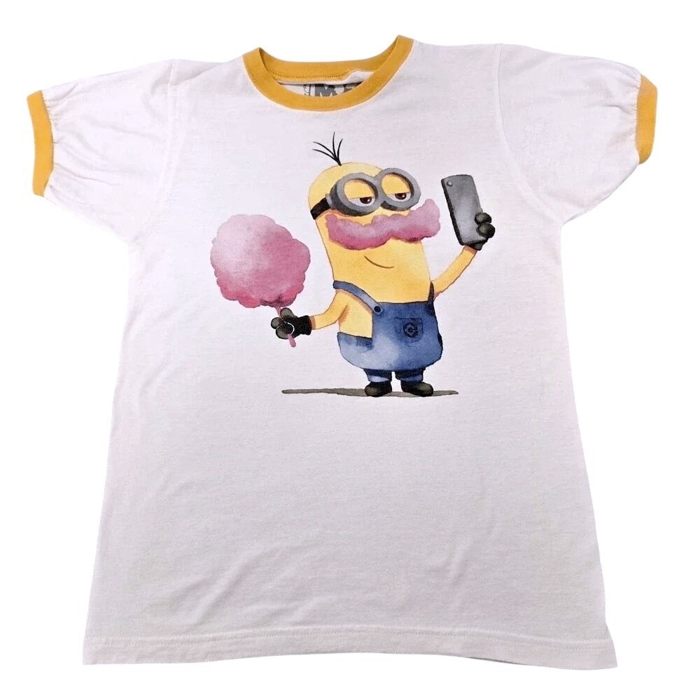 Universal Studios Minions Ringer Shirt Womens XS Extra Small Watercolor Selfie